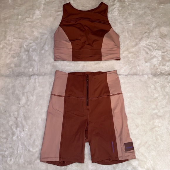 Lululemon Hike to Swim Bra & Biker Short 2-Piece Set Ancient Copper & Pink Clay - Picture 5 of 16